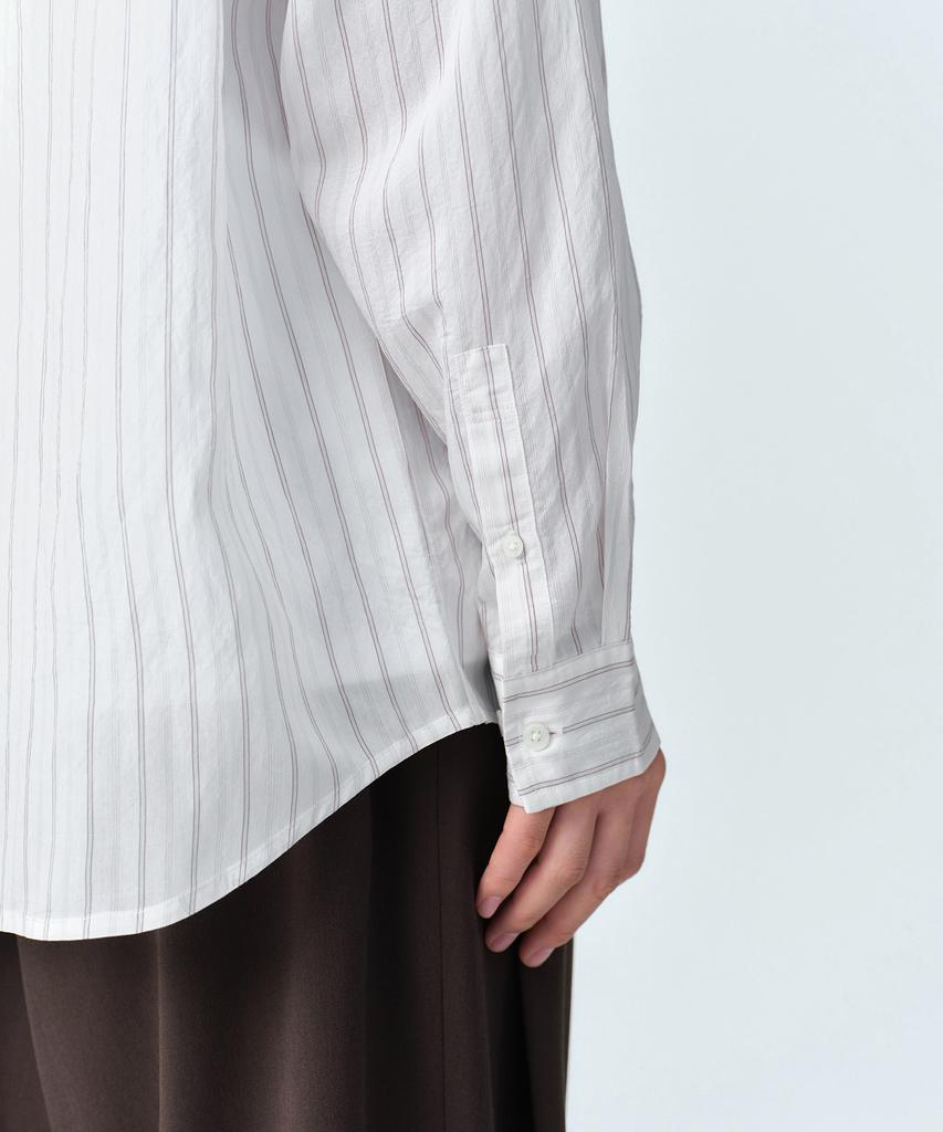 MUSINSA STANDARD Relaxed Crease Stripe Shirt [Light Beige/Brown]