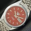 ВОССТАНОВЛЕННЫЕ АВТОМАТИЧЕСКИЕ МУЖСКИЕ ЧАСЫ SEIKO 5, СДЕЛАНО В ЯПОНИИ, КРАСНЫЙ ЦИФЕРБЛАТ, ИЗГОТОВЛЕННЫЙ НА ЗАКАЗ a440035-2