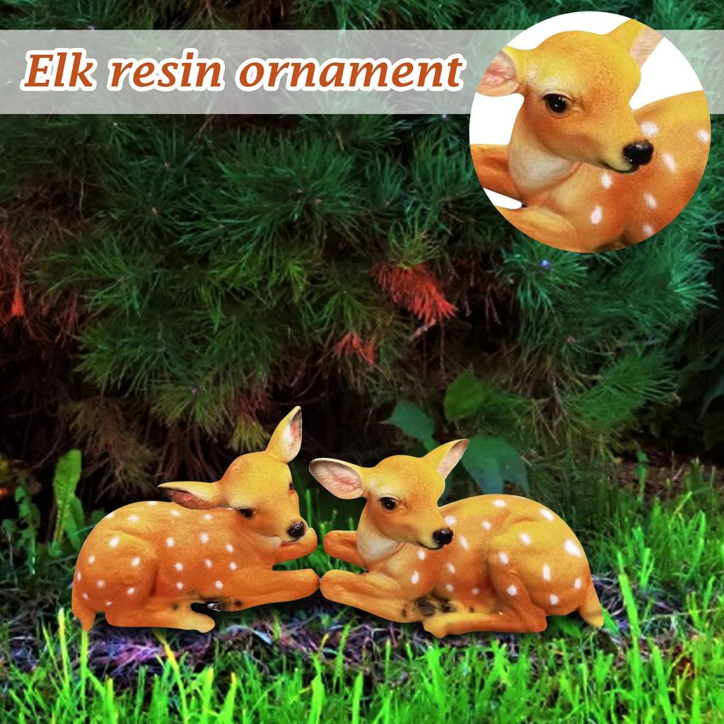Garden Resin Deer Figurine, Outdoor Garden Statue Deer Lying Down Sculpture Ornaments