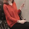 Пуловер с v-образным вырезом, женский свитер с длинными рукавами, осенне-зимняя новая однотонная трикотажная одежда для женщин