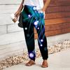 Women Abstract Printing Pants Lace Up Elastic Waist Loose  Trousers Casual Long Pants Trousers with Pockets