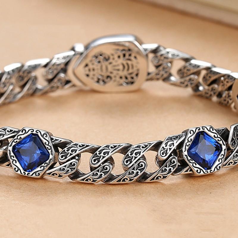 New Tang Grass Pattern Lion King Cuban Bracelet for Men, High End, Couple's Gift for Women