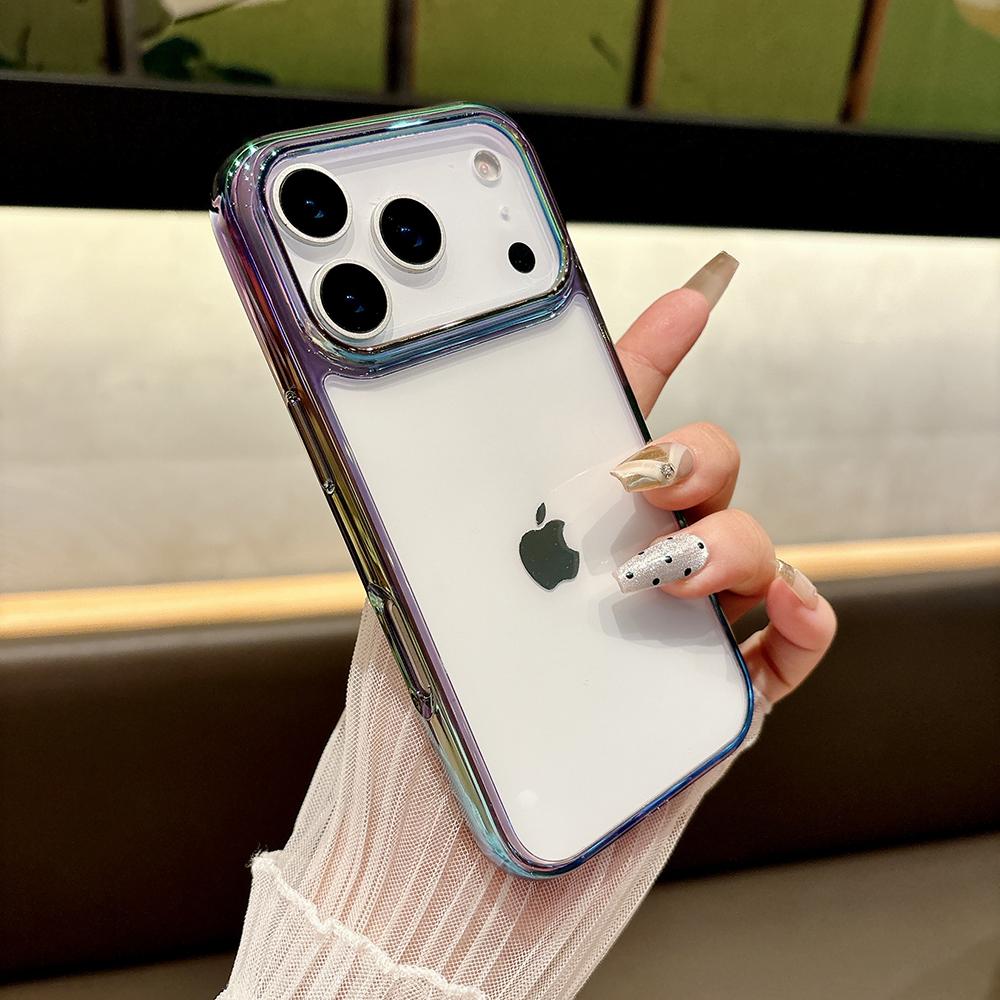 Роскошный прозрачный чехол с лазерным градиентом для IPhone 14 13 12 15 16 17 Pro Max 16 Plus Air Прозрачный ударопрочный бампер Защитная крышка