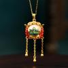 Aieryuan Vintage Koi & Lotus Jade Tassel Necklace - Elegant Chinese Style