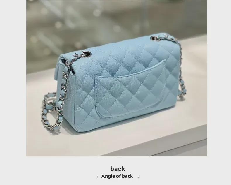 Diamond Flap Genuine Leather Women's Chain Shoulder Bag - Trendy High-Grade Small Square Crossbody for Autumn/Winter