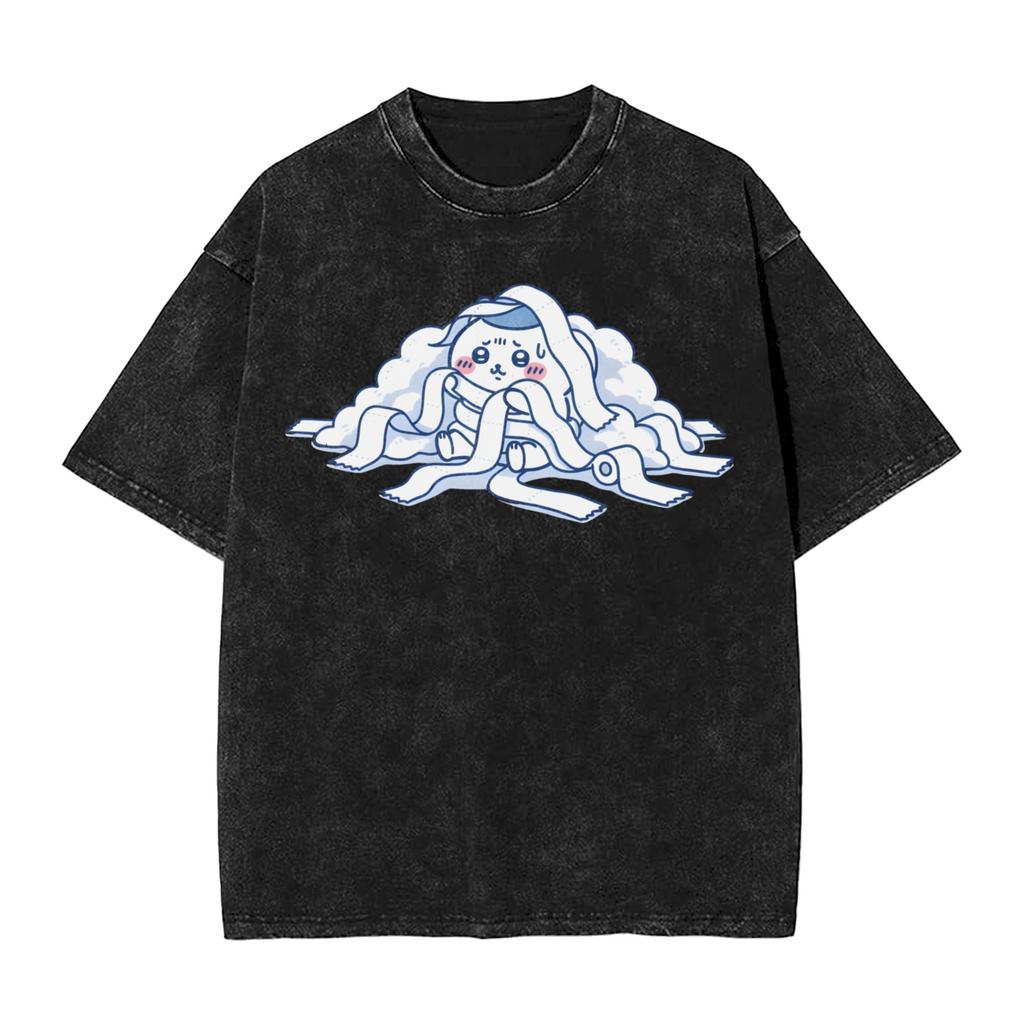 Chiikawas Last Dinner T Shirts Hip Hop Washed Cotton Harajuku TShirt Vintage Men Women Tops Streetwear Summer Tee Shirt