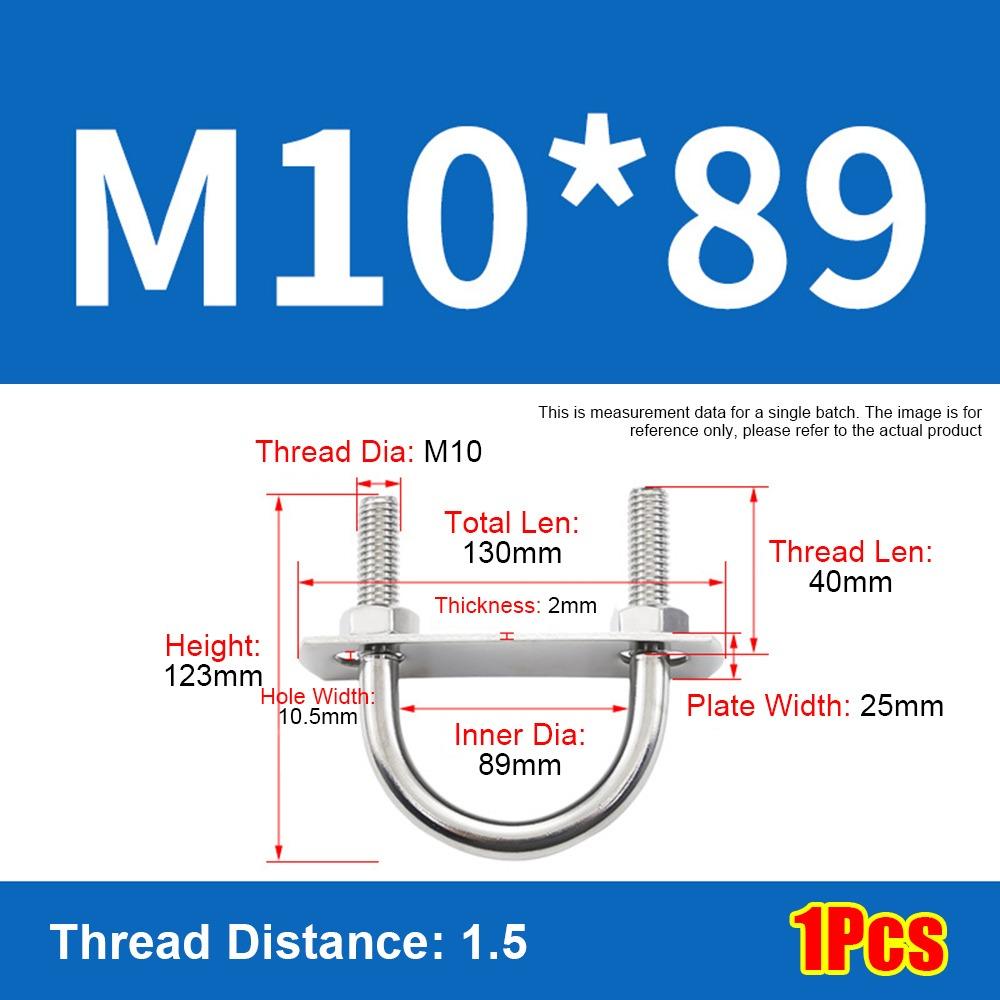 1Set Screws Pipe U-clamp With Baffle Round Bolt New M10 Round Tube Clamp for Round Tube