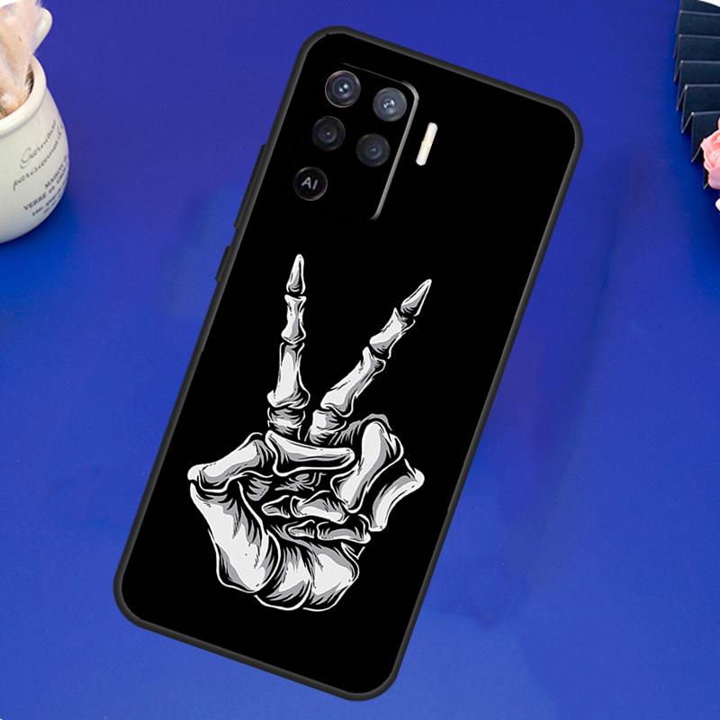 Чехол-скелет со средним пальцем для OPPO A17 A57 A77 A78 A15 A16 A52 A72 A76 A96 A74 A94 A5 A9 A31 A93 A54S A53S A57S