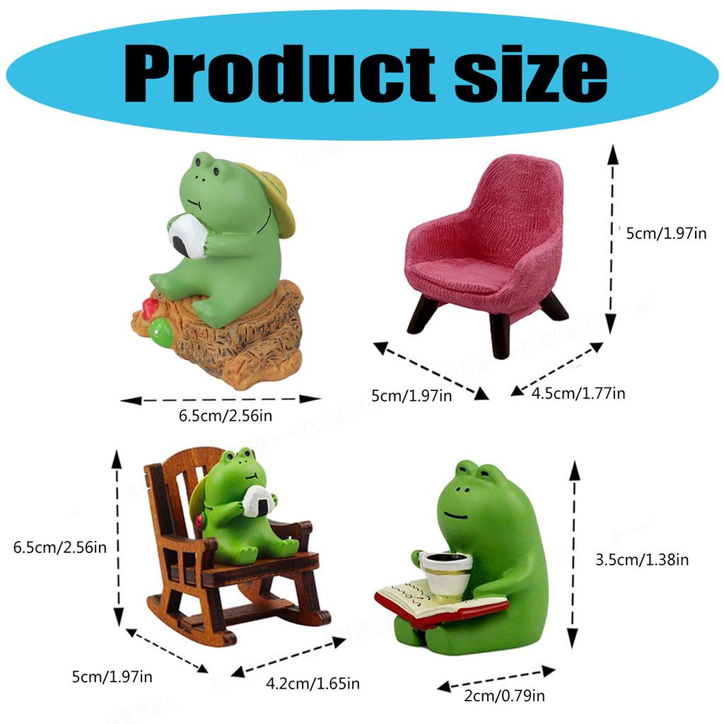 Милая статуэтка лягушки Миниатюрная фигурка лягушки для украшения стола в помещении Идеально подходит для книжной полки, офиса, животное, фигурка феи