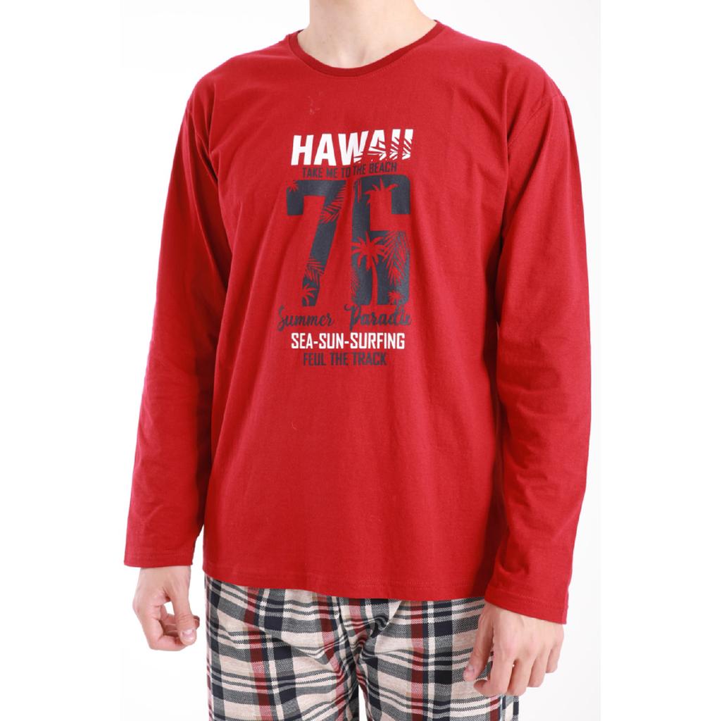 Мужской пижамный комплект с принтом и длинными рукавами 2170