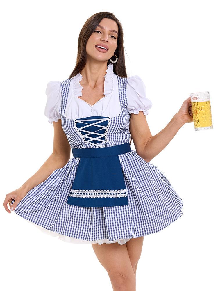 Halloween COS beer costume plaid dress, Germany Munich Oktoberfest costume party costume