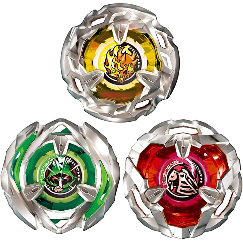 Takara Tomy Beyblade X BX-08 3-on-3 Deck Set with Battle Tops and Launchers