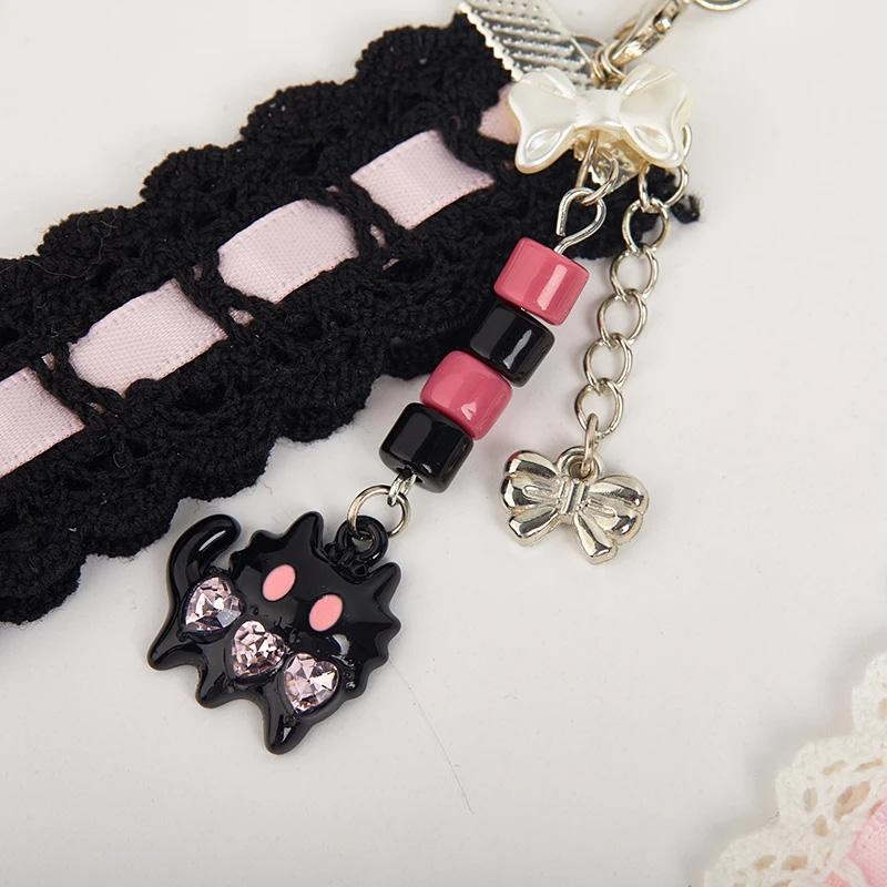 1 шт. Модный шнурок с кошачьей лапкой, бисерный кружевной бант, телефон, подвеска, камера, аксессуар, ткань