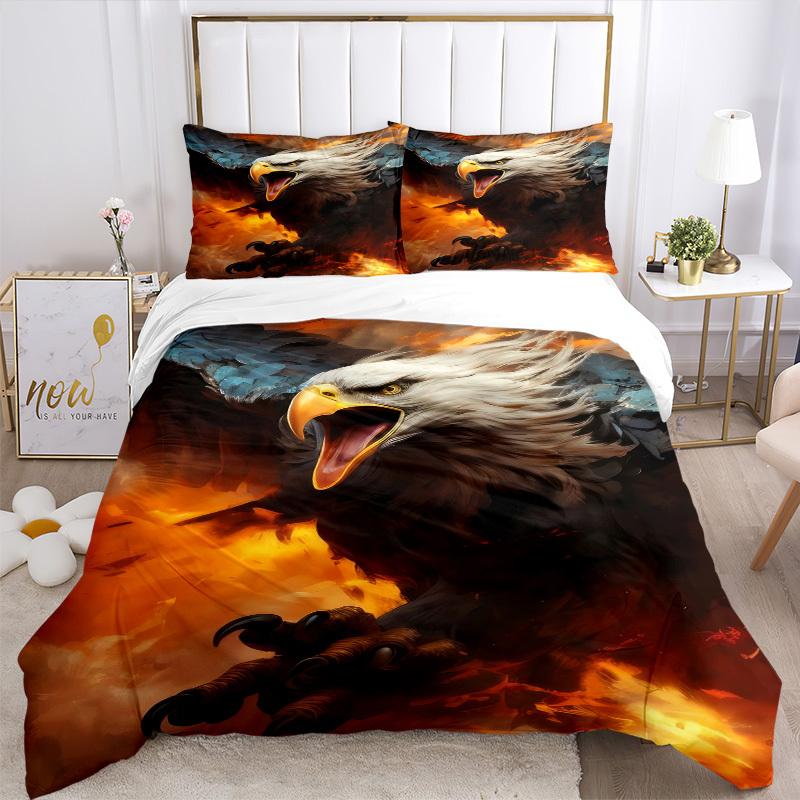 3pcs Eagle, Fire Duvet Cover Set -Includes 1 Duvet Cover and 2 Pillowcases, No Quilt Core, All-Season Home Decor yy251111150