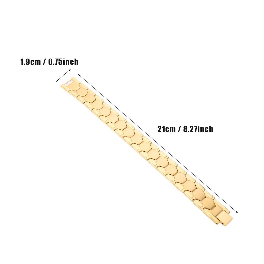 Модные ювелирные изделия Магнитный титановый биоэнергетический браслет для мужчин Браслет для здоровья (Золото)
