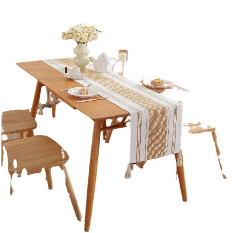 Modern Minimalist Japanese Cotton Woven Jacquard Table Runner Couch Cover Bed Throw