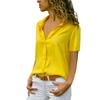 Women V Neck Tops Solid Blouse Short Sleeve Fashion Tees Loose Summer