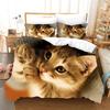 Комплект постельного белья с 3D-принтом и милым котом, пододеяльник из микрофибры с изображением животных и наволочками для двойни для девочек-подростков