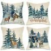 Christmas Decoration Pillowcase New Year Gift Winter Elk Bear Christmas Tree Pattern Home Decoration Sofa Cushion Cover