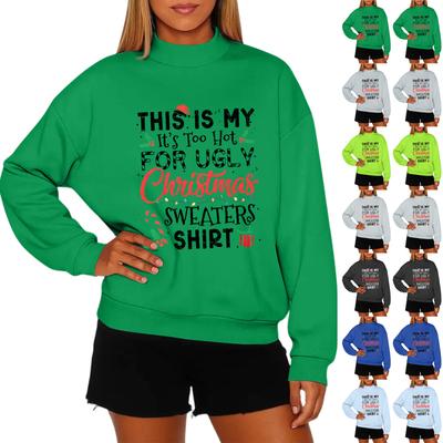 Женская модная повседневная толстовка с круглым вырезом и длинными рукавами с рождественским принтом