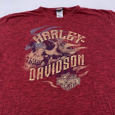 Harley-Davidson Давенпорт Айова Футболка Мужская XL Череп Пламя Байкер Мотоцикл Футболка