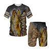 Men's Summer Fishing Camping Set T-shirt + Shorts 2-piece Set Outdoor Sportswear Tracksuits Oversized Short Sleeve Clothes Suit