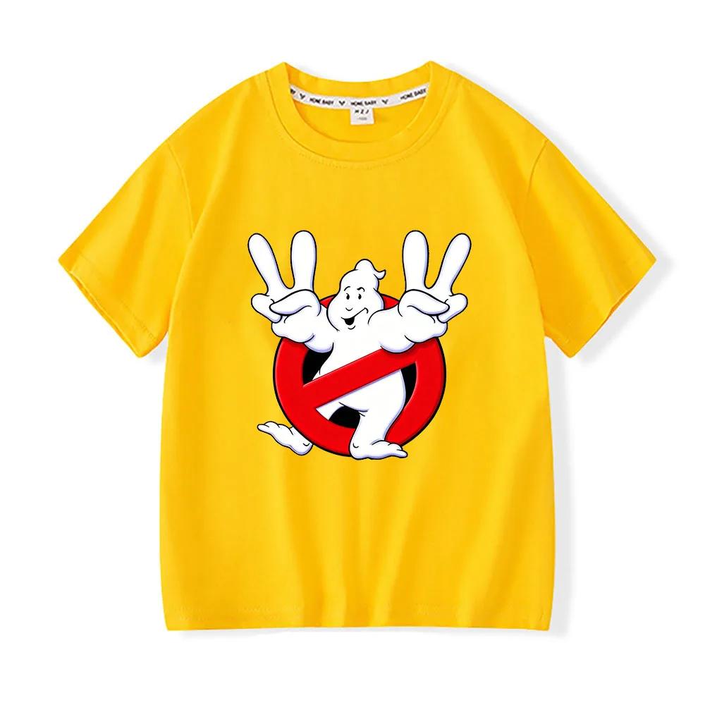 100 Cotton Ghostbusters Childrens Tshirts Funny Graphic Cartoon Print Short Sleeve Boys Girls Tee Casual Oneck Tops Summer