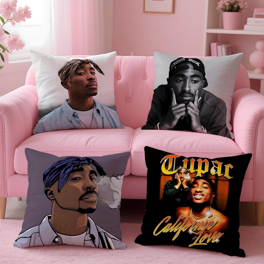 Legendary HipHop American Rapper TTupac SShakur Cushion Cover Pillow Case Soft Skin Friendly Fabric Concealed Zipper