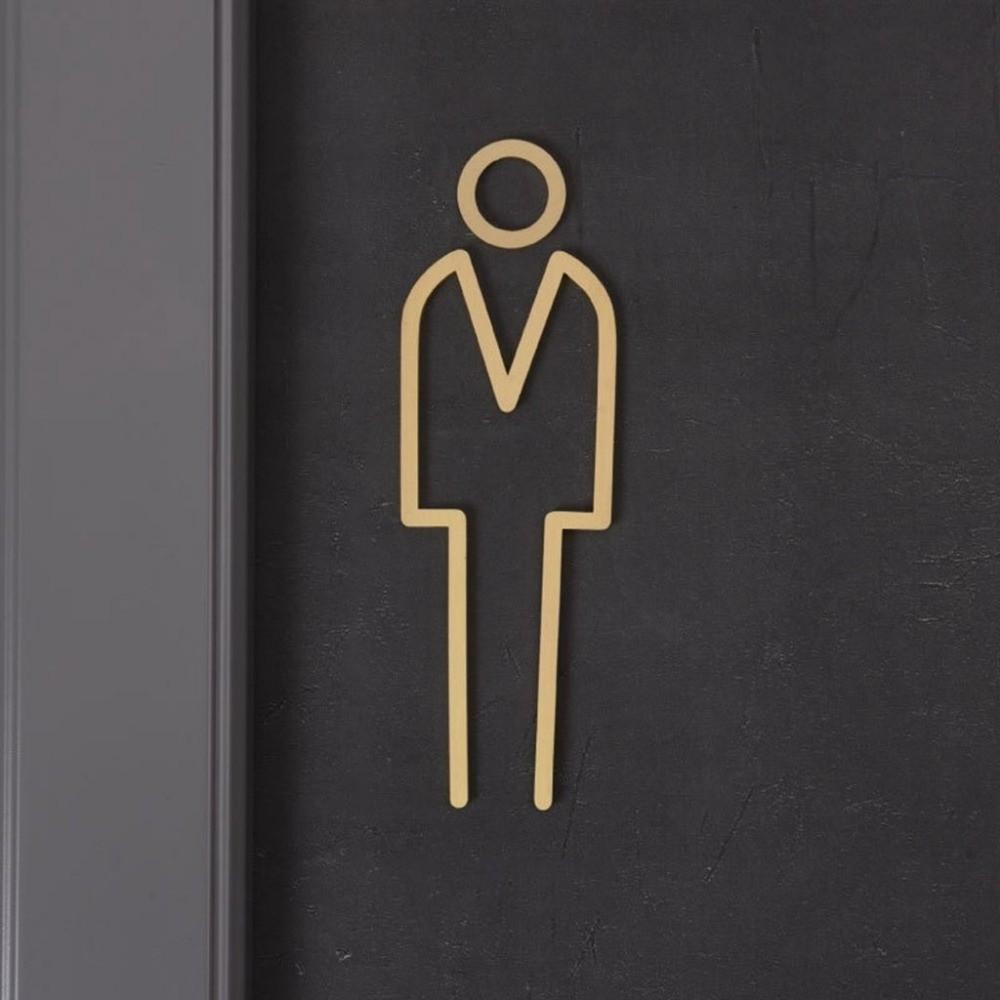 Toilet Door Sign for Hotel,Office,Home Brass Bathroom Signage WC Plaque Restroom Sign Toilet Symbol