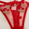 New Lace Lace Red Cherry Floral Hot Temptation Charm Sexy Sexy Three-point Erotic Underwear Cover