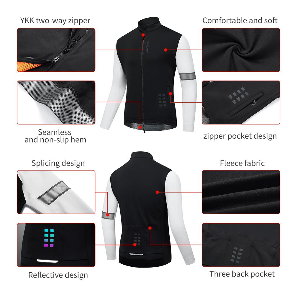 Wosawe Winter Men Cycling Set Thermal Fleece Soft Shell Jacket High Stretch Bicycle Riding Long Pants Warm Outdoor Sports Wear