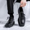 Men Fashion Square Toe Shoes Lace-up Oxfords Shoe Punk Rock Dress Black Stylish Genuine Leather Footwear  Designer Sneakers