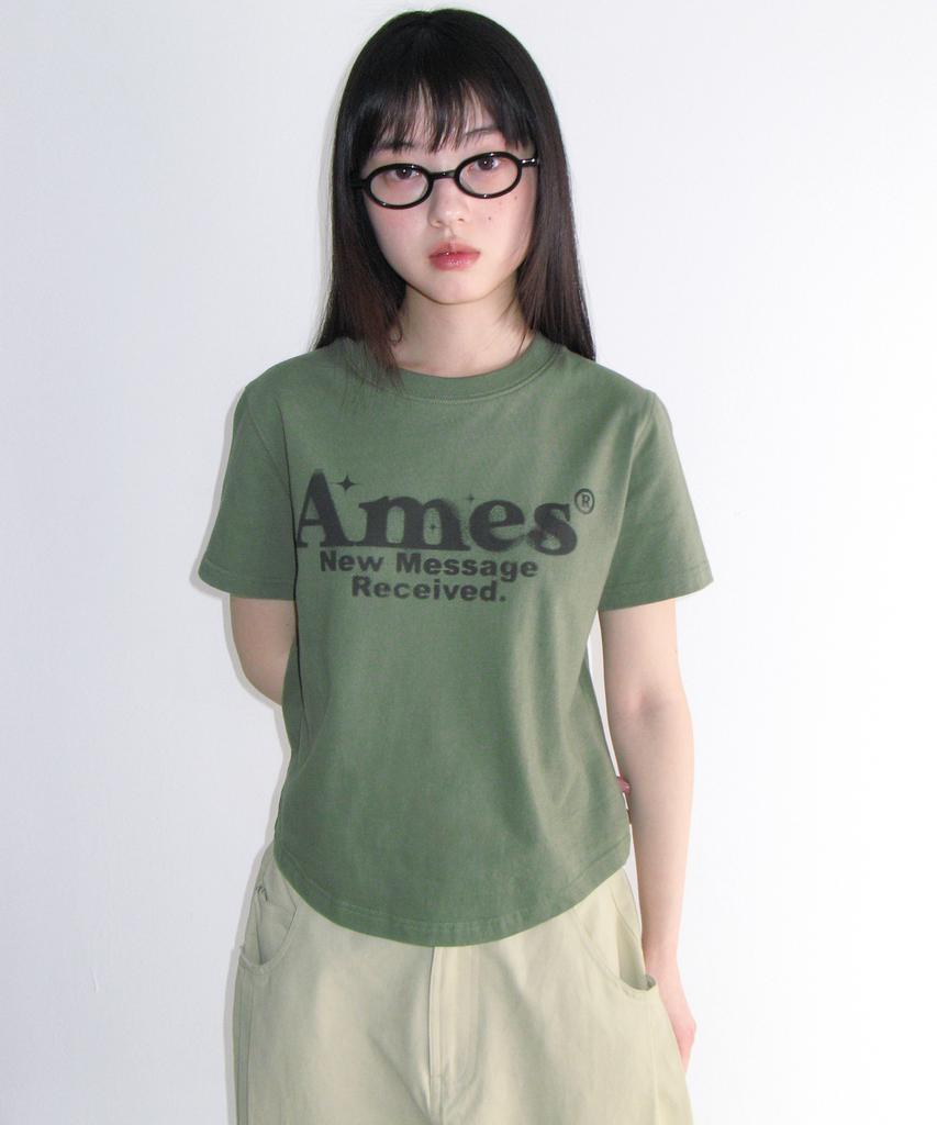 AMES-WORLDWIDE Укороченная футболка с округлым низом Хаки