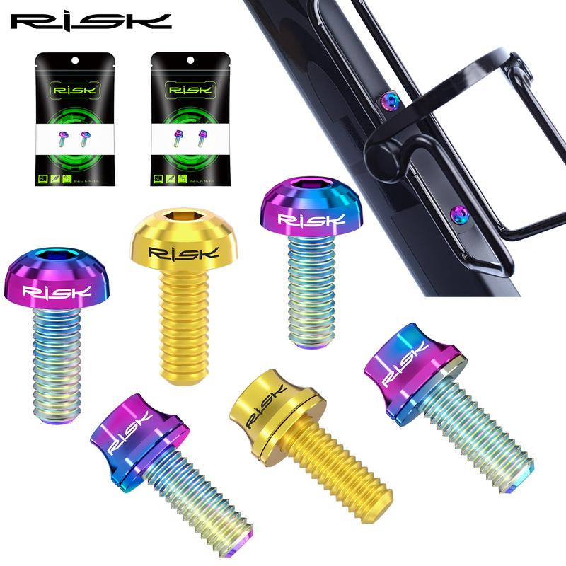 RISK M5x12mm Bicycle Water Bottle Cage Fixing Screws Titanium Alloy MTB Road Bicycle Bottle Holder Screws Air Pump Fixed Bolts