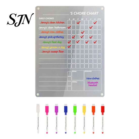 Reusable Daily Reminder Board Acrylic Magnetic Planning Board, Dry Erase Notepad Memo for Fridge, Wall Calendar Clear Monthly Weekly Meal Menu Planner