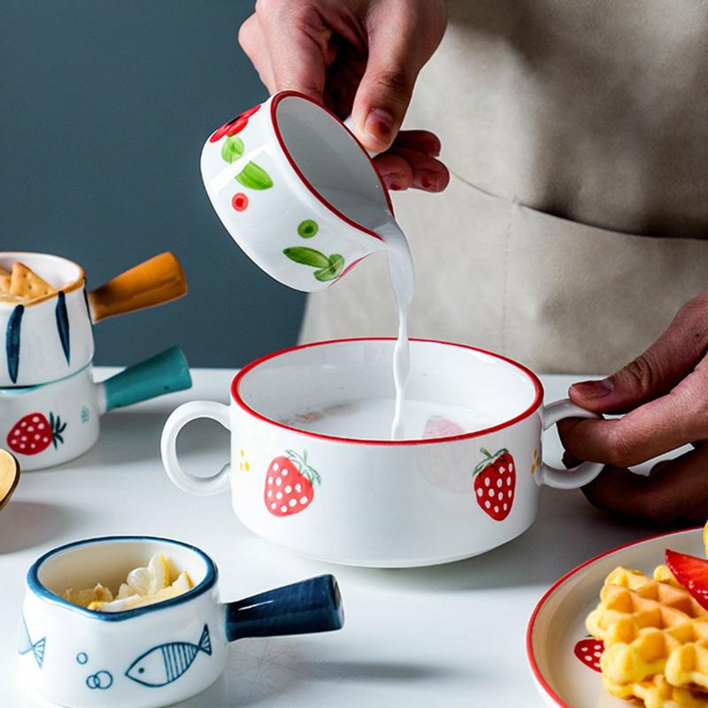 Мини керамическая чашка для молока, кувшин для сливок, многофункциональная тарелка для приправ, маленький кофейник, уксус, соус с ручкой