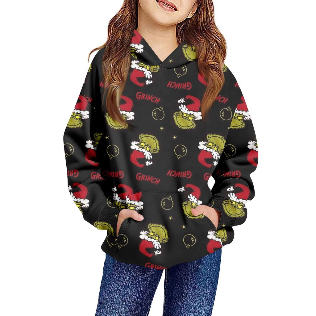 Детское худи пуловер свободного кроя с длинными рукавами, кулиской и однотонной расцветкой