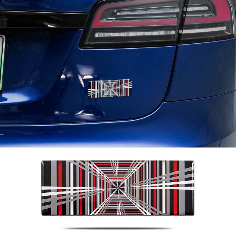 3D алюминиевая клетчатая эмблема на задний багажник для Tesla Model 3/Y/S/X