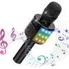Verkstar Karaoke Microphone, Bluetooth Wireless Microphone, Recording Function, LED Light & Earphone Jack, TF Card Compatible, Compatible with