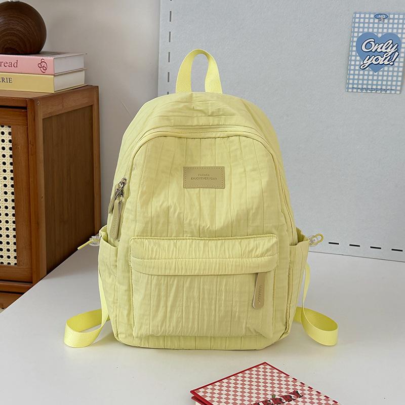 School Bag Junior High School Girls Large Capacity Solid Color Light Primary School Backpack High Value Girl Versatile Backpack