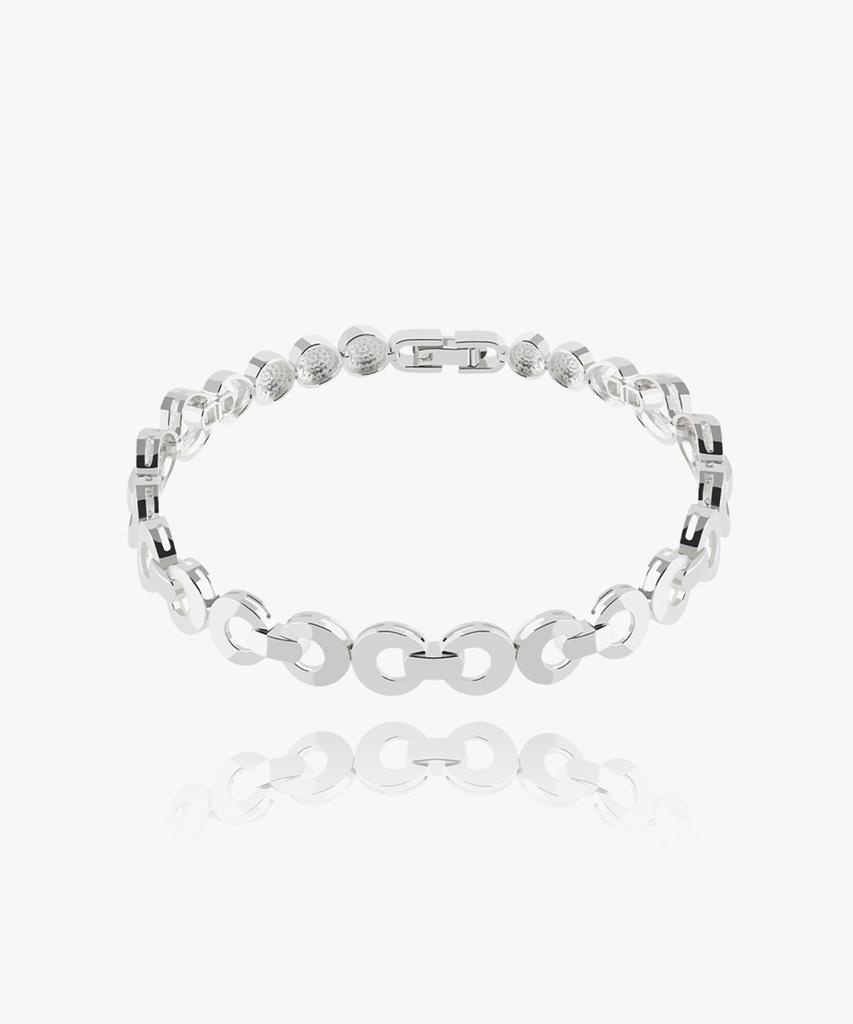 Helene Jewelry Silver 925 Crescent Circle Link Silver Bracelet