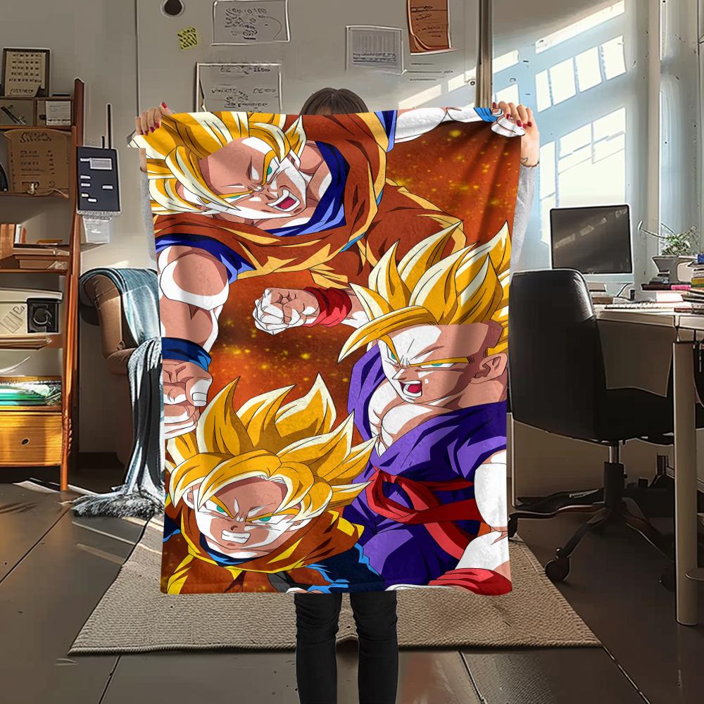 Фланелевое одеяло с принтом персонажей Dragon Ball, Высококачественное, Удобное для всех сезонов, Декор для дома, Тепло и уют, Идеально для рождественских подарков