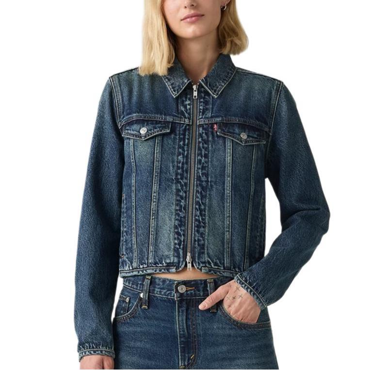 Levi's Джинсовые куртки Женские Средне-синие С отворотами Умеренные 00C0A-0000