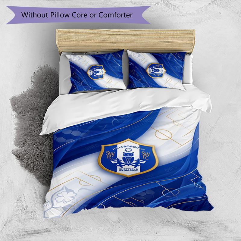 Sheffield Wednesday Football Printed 3 Pieces Bedding Set, Comfortable Skin Friendly Bedroom Duvet Cover Set