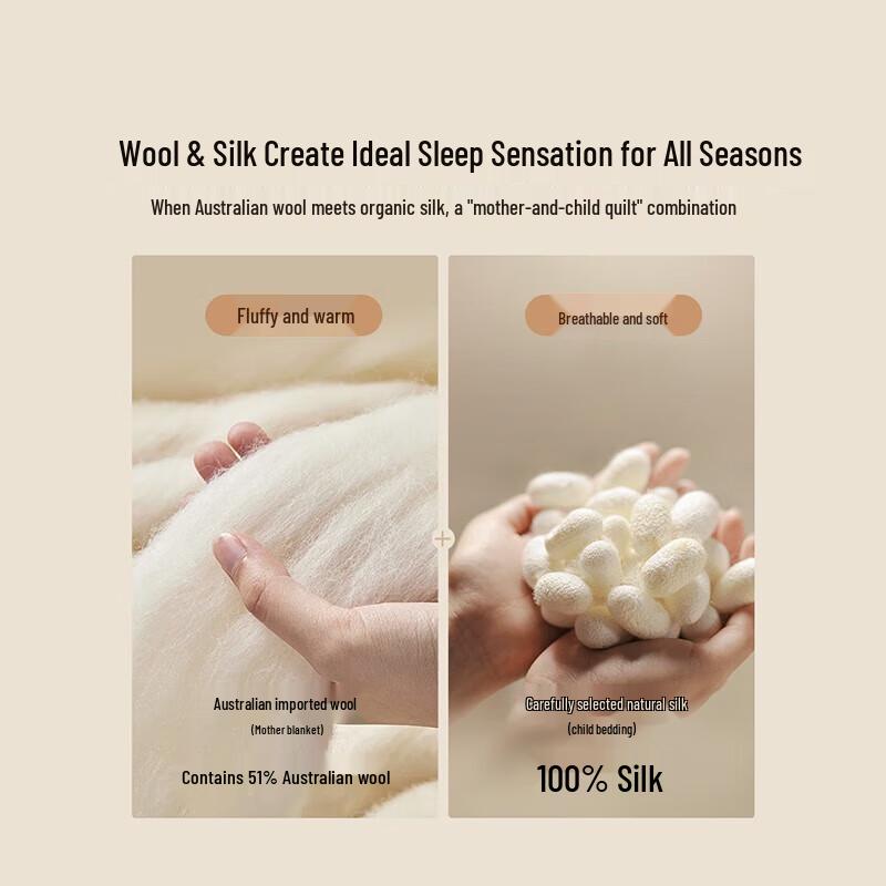 Mercury Home Textiles Antibacterial Silk Wool All-Season 2-in-1 Duvet