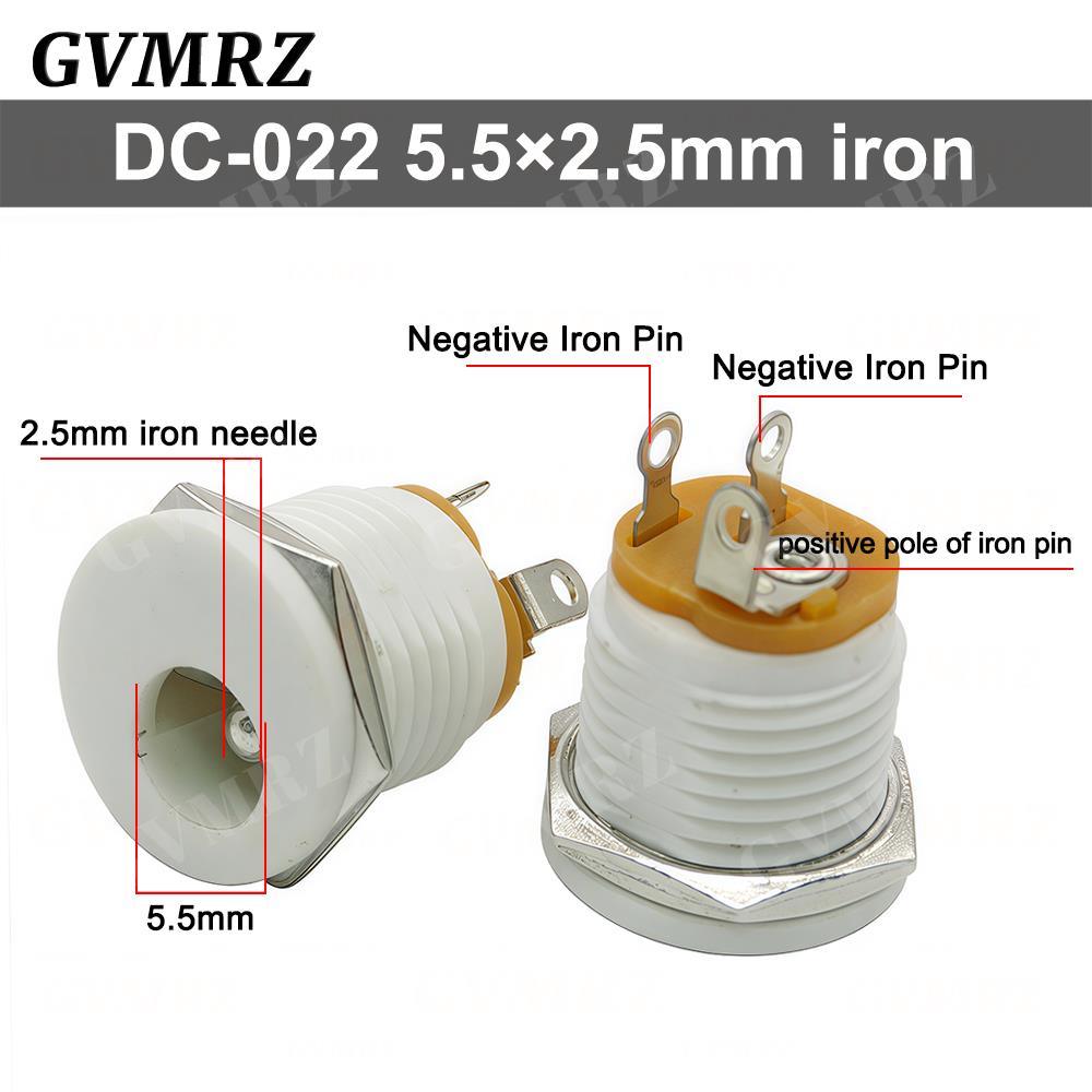 10PCS/lot DC022 DC-022 5.5x2.1mm DC Power Socket 5.5*2.5mm DC Connector 5.5*2.1 Round Hole Interface Panel Socket 3.5x1.3mm