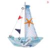 1PCS Mediterranean Style Marine Nautical Wooden Blue Sailing Boat Ship Wood Crafts Ornaments Party  Home Decoration