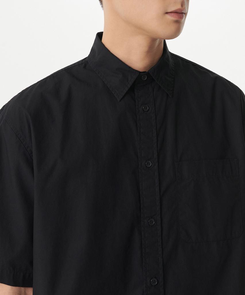 MUSINSA STANDARD Relaxed Washed Poplin Short Sleeve Shirt [Black]