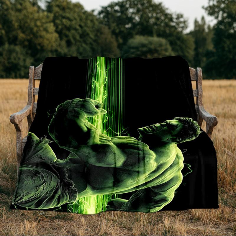 Green Hero Flannel Blanket, Use for Birthday/Holiday Gift, Soft Blanket for Sofa/Bed/Camping/Office/Tourism Use,All Seasons