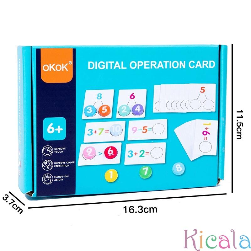 Mixed Color Flash Cards With Wooden Reading Blocks Digital Operation Card For Kids Preschool Educational Learning Activities